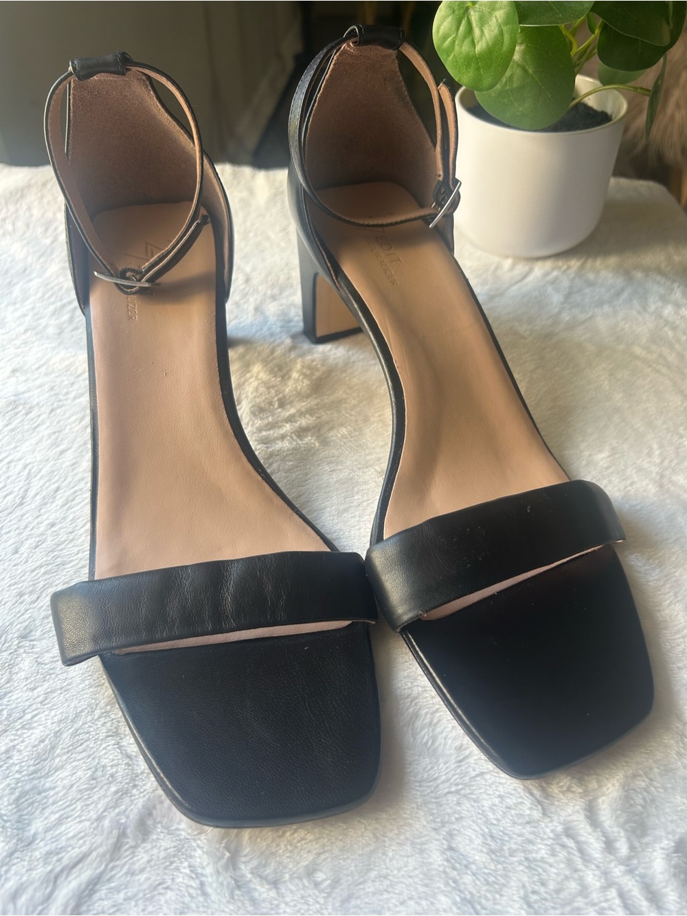 Black Ankle-Strap Block Heel Sandals - Women